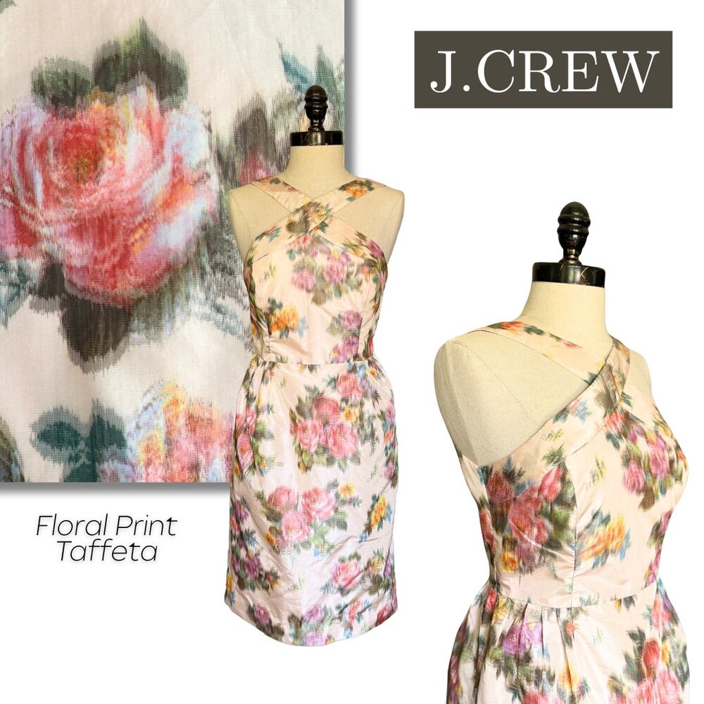 J. Crew Floral Taffeta Dress SpecialOccasion Summer WeddingGuest Cocktail Party
